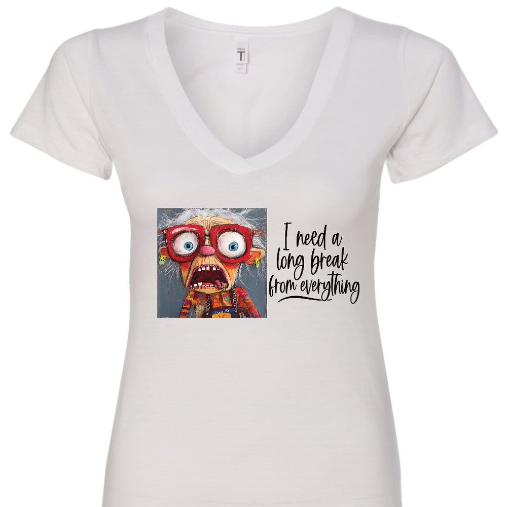 I Need A Long Break From Everything V-Neck T-Shirt